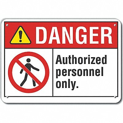 Auth Personnel Danger Sign 10x14in Alum