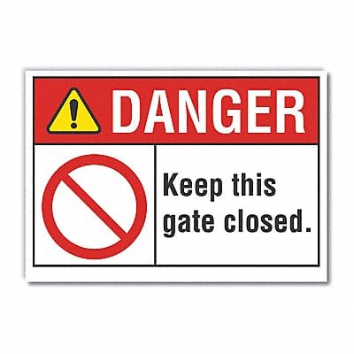 Gate Operation Danger Rflct Lbl 10x14in