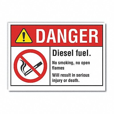 Diesel Danger Label 5inx7in Polyester