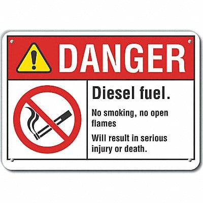 Rflctv Diesel Danger Sign 10inx14in Alum