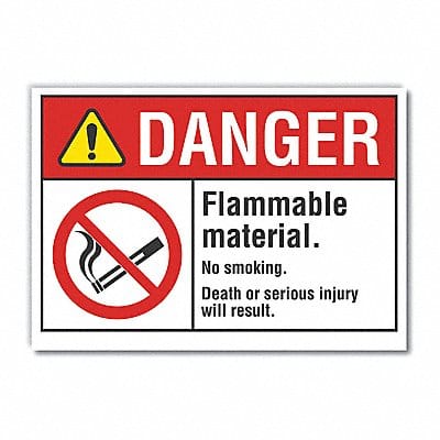 Flammable Mtrl Danger Lbl 7x10in Polyest