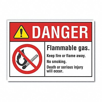 Flammable Gas Danger Lbl 5x7in Polyest