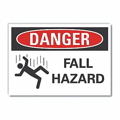 Fall Hazard Danger labl 7inx10in Polyest