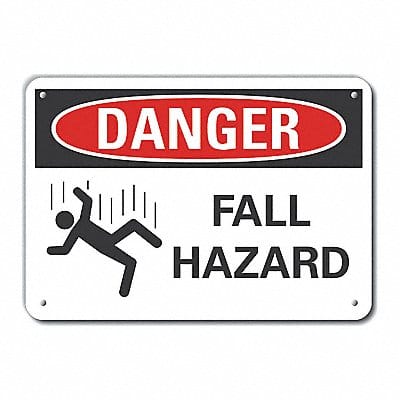Rflctv Fall Hzrd Danger Sign 10x14in Alu