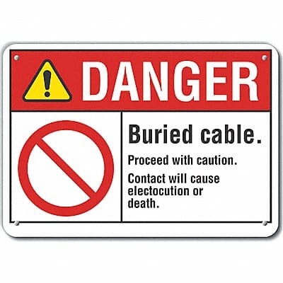 Rflct Buried Cable Danger Sign 10x14in