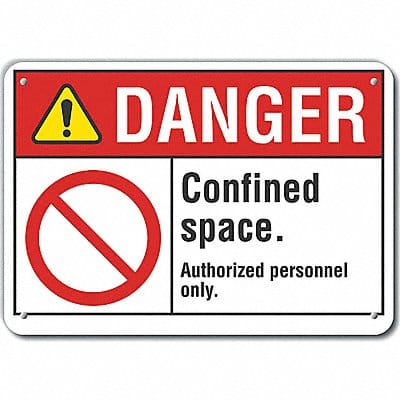 Confined Space Danger Sign 10x14in Alum