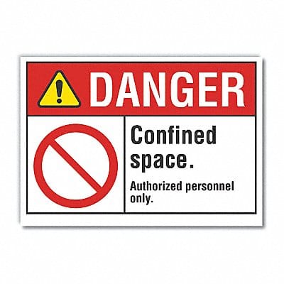 Confined Space Danger Labl 5x7in Polyest