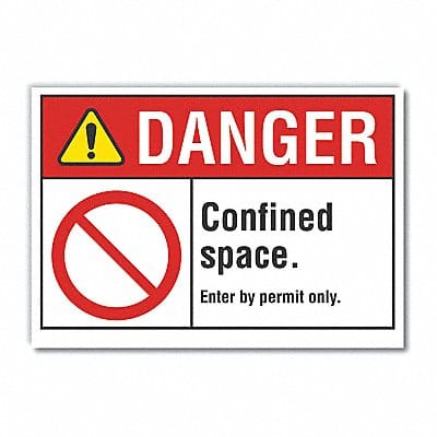 Confined Space Danger Lbl 7x10in Polyest