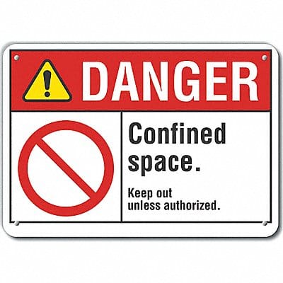 Confined Space Danger Sign 10x14in Alum