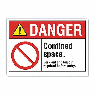 Confined Space Danger Rflct Lbl 5inx7in