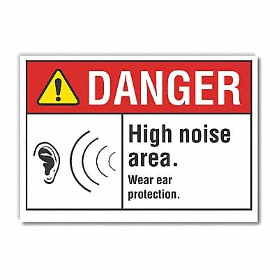 Hearing Danger Label 5inx7in Polyester