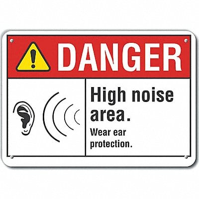 Rflct Hearing Danger Sign 7x10in Alum