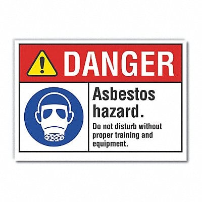 Asbestos Danger Label 5 in x 7 in