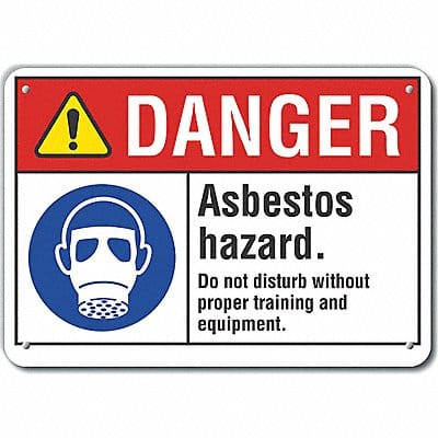 Rflct Asbestos Danger Sign 7x10in Alum