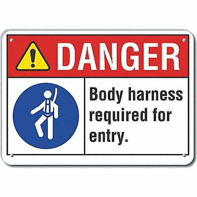 Rflctv Body Harness Danger Sign 10x14in