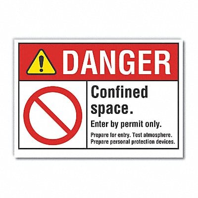 Confined Space Danger Rflct Lbl 10x14in