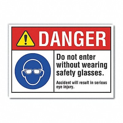 Eye Danger Label 3.5in x 5in Polyester