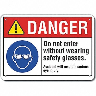 Reflective Eye Danger Sign 10x14in Alum