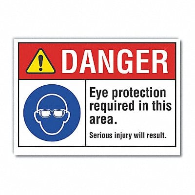 Eye Danger Label 5 in x 7 in Polyester