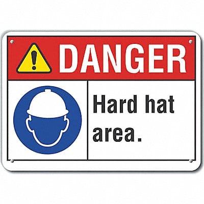 Hard Hat Danger Sign 10inx14in Aluminum