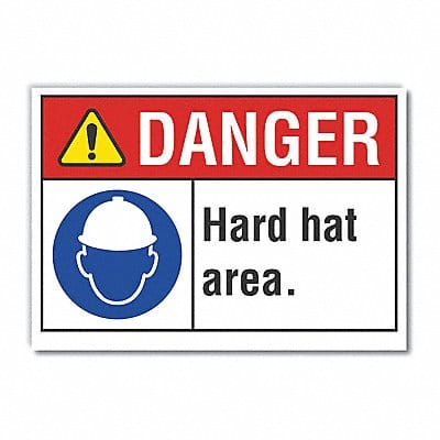 Hard Hat Danger Lbl 7inx10in Polyester
