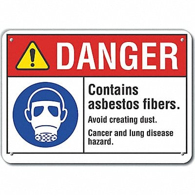 Rflct Asbestos Danger Sign 7x10in Alum