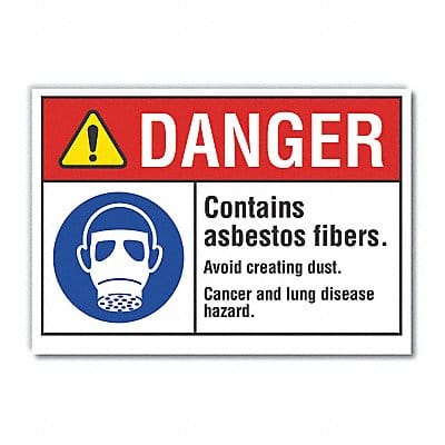 Asbestos Danger Rflctv Label 3.5inx5in