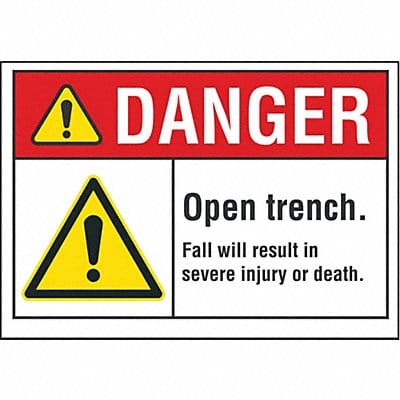 Open Trench Danger Rflct Label 5inx7in