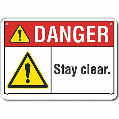 Rflct Stay Clear Dangr Sign 10x14in Alum