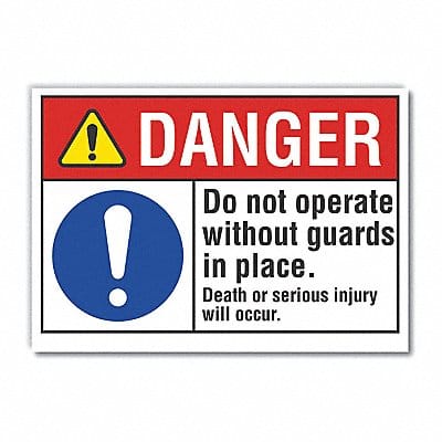 Machine Guards Danger Rflct Lbl 3.5x5in