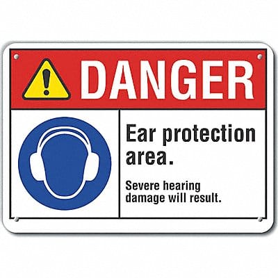 Rflct Hearing Danger Sign 7x10in Alum