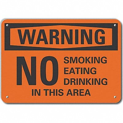 No Smoking Warn Sign 7x10in Plastic