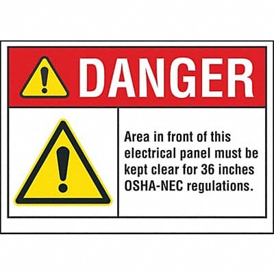 Elec Panel Danger Rflctv Label 3.5inx5in