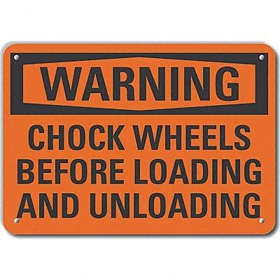 Chock Wheels Warn Sign 10x14in Plastic