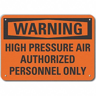 High Pressure Warning Sign 7x10in Plastc
