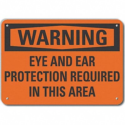 Plastic Eye Ear Warn Sign 7x10in Plastic