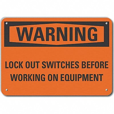 Lockout Tagout Warn Sign 10x14in Plastic