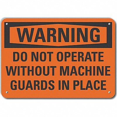 Machine Guards Warn Sign 10x14in Plastic