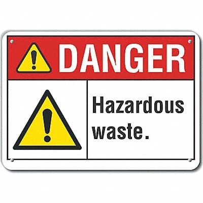 Rflct Hzrdous Waste Danger Sign 10x14in