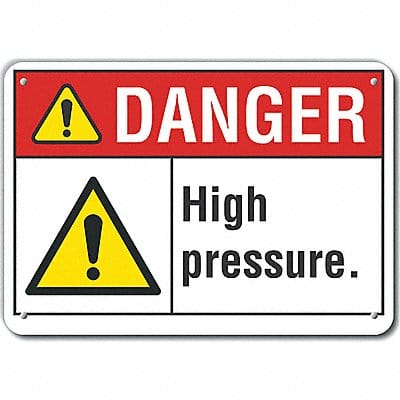 Rflct High Pressure Danger Sign 7x10in