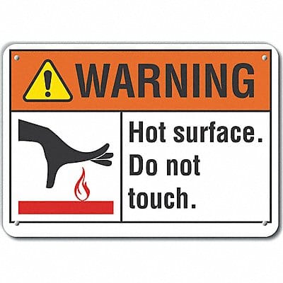 Hot Surface Warning Sign 7inx10in Plastc