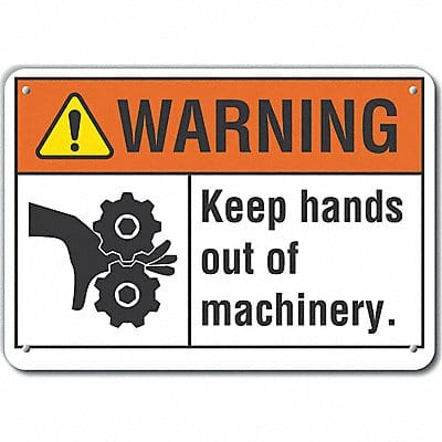 Plstc Keep Hands Clear Warn Sign 10x14in