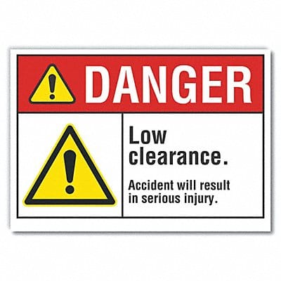 Low Clearance Danger Rflctv Labl 3.5x5in
