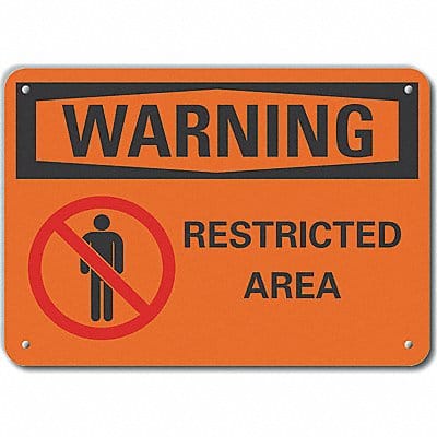 Restricted Area Warn Sign 7x10in Plastic