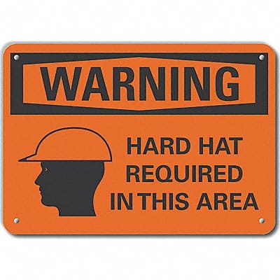 Hard Hat Warn Sign 10x14in Plastic