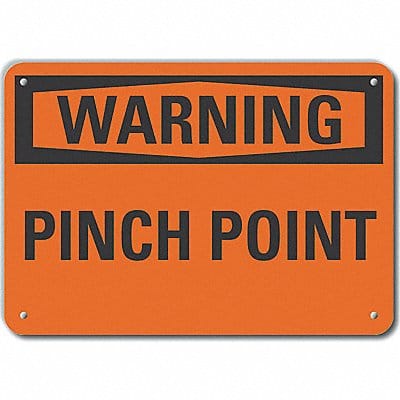Pinch Point Warn Sign 10x14in Plastic
