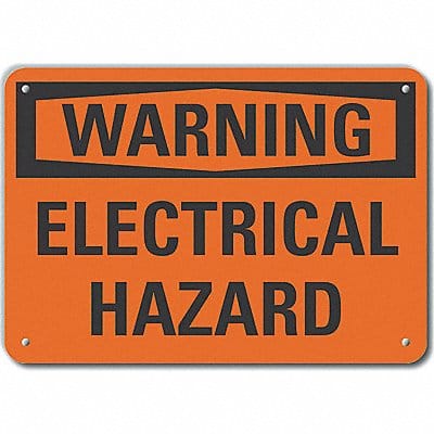 Elec Hazard Warn Sign 10x14in Plastic