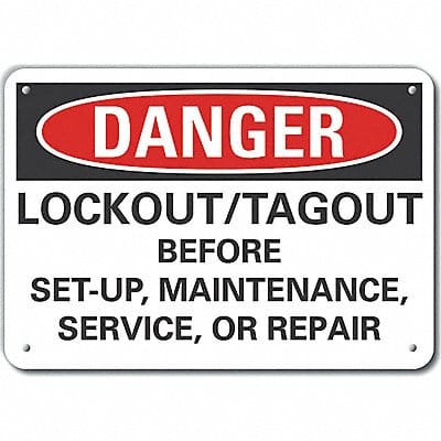 Lockout Tagout Danger Sign 7x10in Plstc