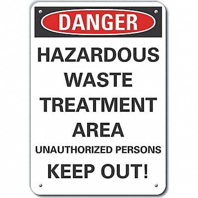 Hzrdous Waste Danger Sign 10x7in Plastic