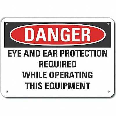 Eye Ear Danger Sign 10x14in Plastic
